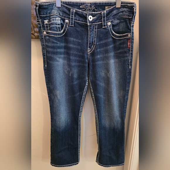Silver Jeans Dark Blue Cropped Capris 32 x 26 - Picture 4 of 7